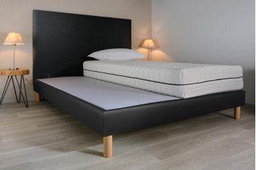 Sommier à lattes ambiance - simili cuir anthracite Sommier à lattes ambiance - simili cuir anthracite