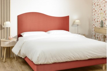 Tête de lit doucine - Velours Côtelé Corail