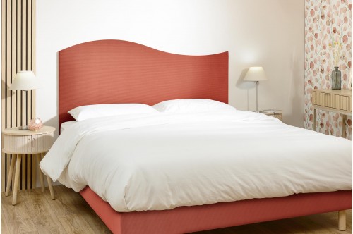 Tête de lit doucine - Velours Côtelé Corail
