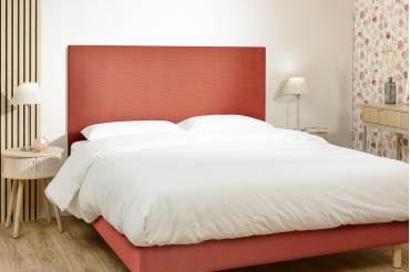 Tête de lit rectangle - Velours Côtelé Corail