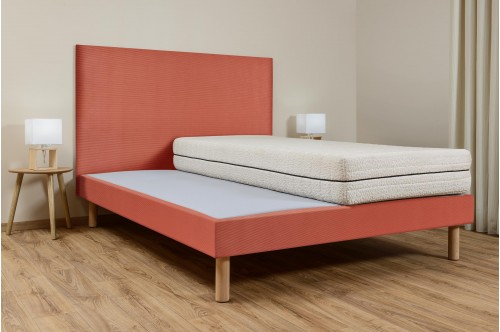 Sommier à lattes ambiance - Velours Côtelé Corail