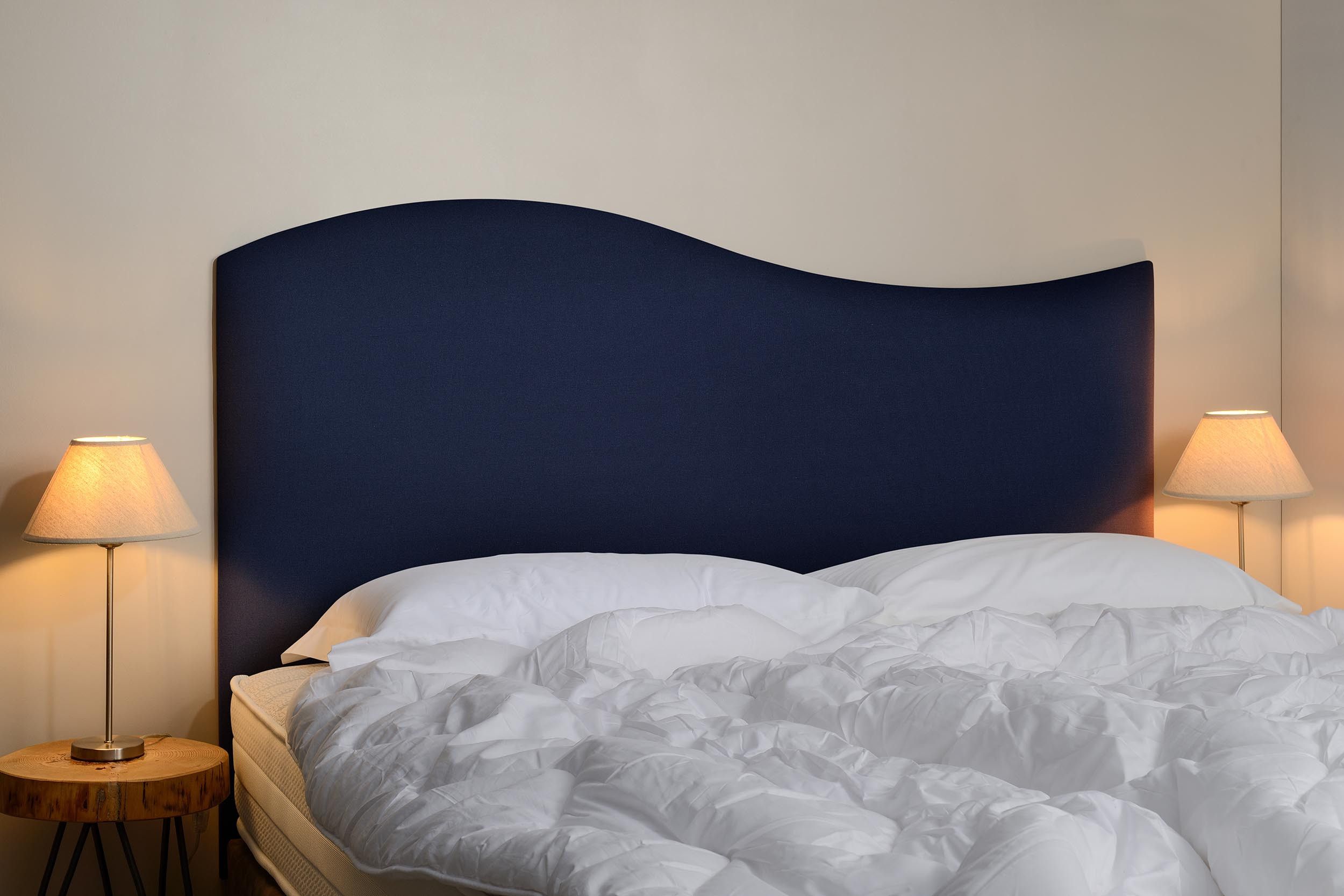 tête de lit, pas cher, indigo, marine, bois, tissu, chambre, contemporain, 140,160,180