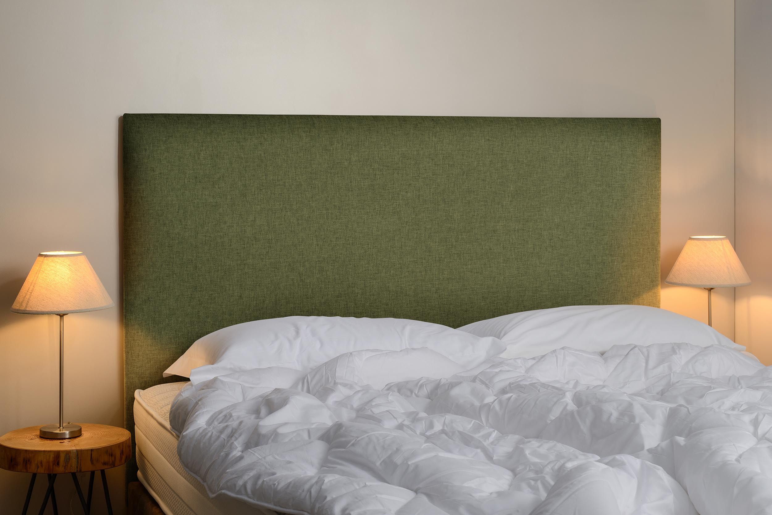 Tête de lit, pas cher, coton, vert , bois, chambre, déco, confortable, campagne, 90,120,140,160,180