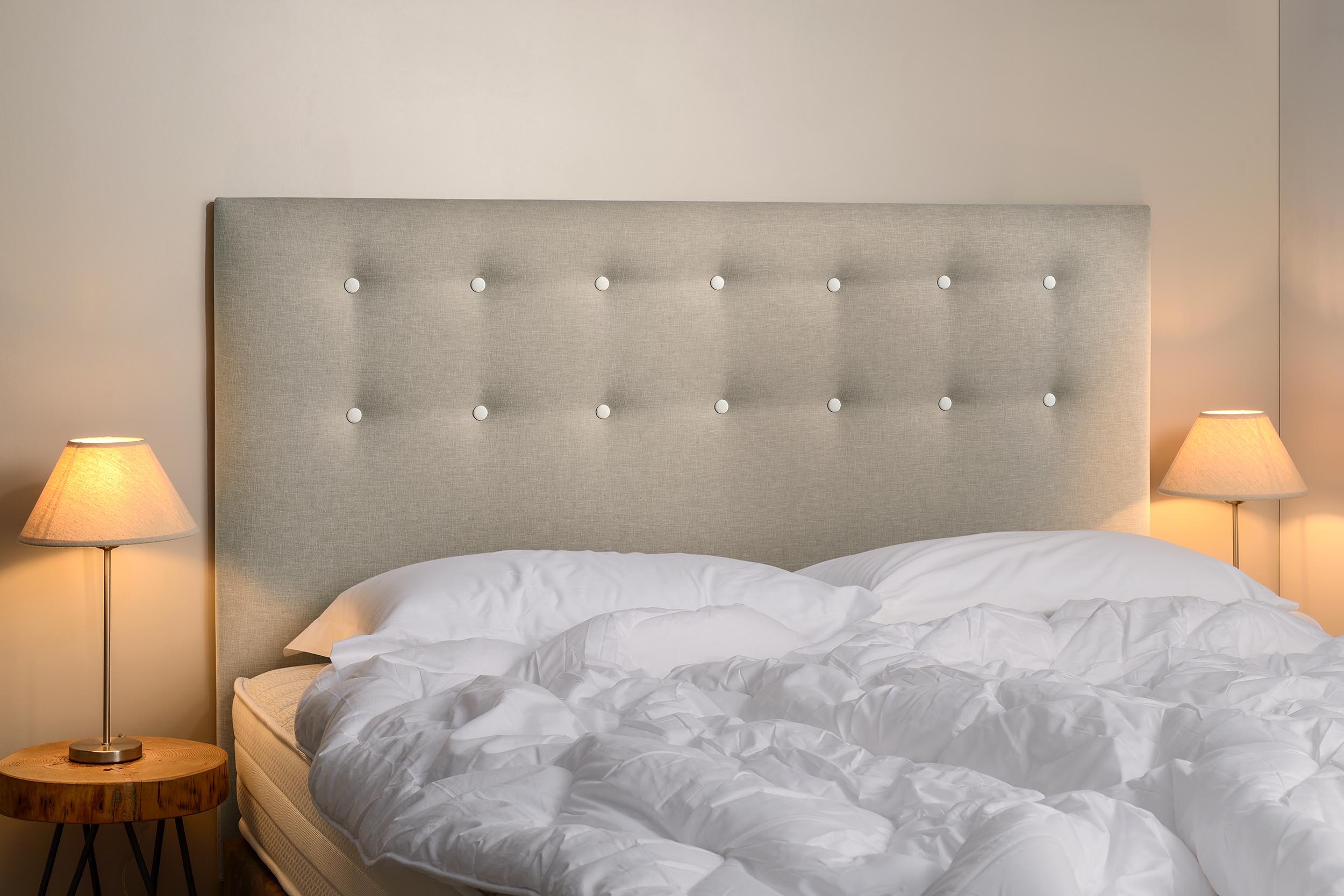 Tete de lit capitonnée rectangle beige